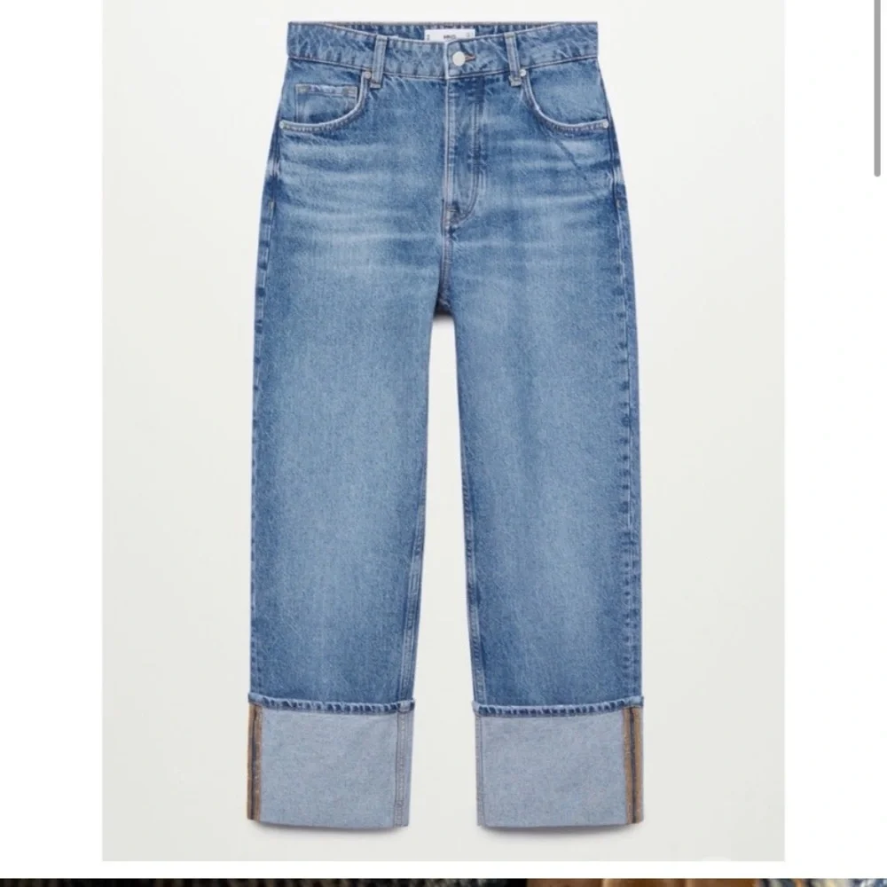 High Rise Blue Cuffed Women's Jeans - Picture 2 of 5